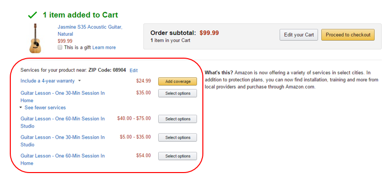Amazon page with a list of related products.